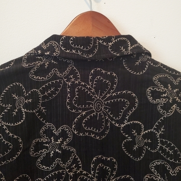 FLAX Jeanne Engelhart Embroidered Floral Jacket 100% Cotton Sz Medium - Picture 8 of 9